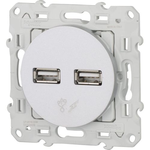 Double chargeur USB 2.1A 5V blanc Odace