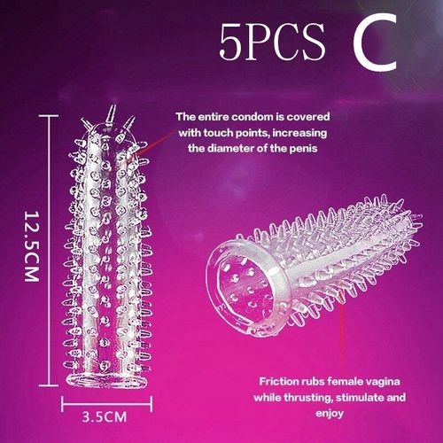 5pcs C - Lot De 3 Ou 5 Pièces D'extension Réutilisable De 28 Styles Pour Homme, Retardateur De Temps, Picots, Housse De Massage Pour Clitoris, Préservatifs Transparents, Jouet Sexuel Pour Adulte