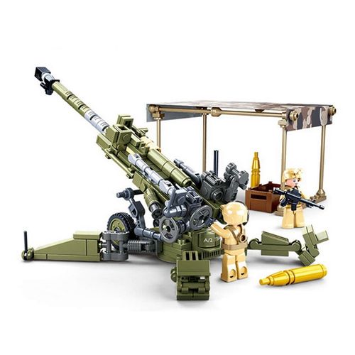 Jeu De Construction Brique Emboitable Sluban Modelbricks Obusier Howitzer 777 Militaire Armee M38 B0890 Soldats Articules 413310