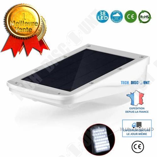 Lcc Lampe Led Solaire Avec Detecteur Movement Eclairage Sans Fil Etanche Spotlight Puissante Pour Jardin Terrasse Escalier Bâtiment