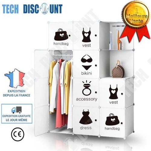 Armoire De Rangement Plastique Chambre Adulte Modulable Économique Simple Et Moderne Vêtements Blanche Pratique Casiers Maison