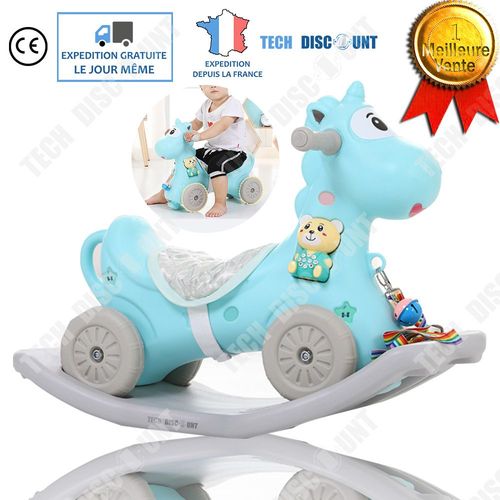 Chaise À Bascule En Plastique Pour Bébé Sans Musique Cheval Jouets Enfants 1-3 Ans Petite Calèche En Bois Petit Bleu Couleur Jouer