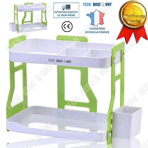 Petite Étagère De Rangement Salle De Bain Cuisine Ménage Empilable Deux Étages Multifonctions Panier Propreté Capacité Support