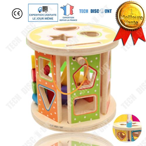 Jouets Éducatifs Enfants Bebe Fille Ludique Intelligence 13 Trous Forme Boîte Ronde Bloc De Construction Assorti Plusieurs Couleurs
