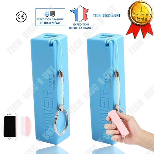 Batterie Externe Téléphones Portables 2600 Mah Port D'entrée Usb Charge Rapide Power Bank De Secours Haute Capacité Chargeur Bleu