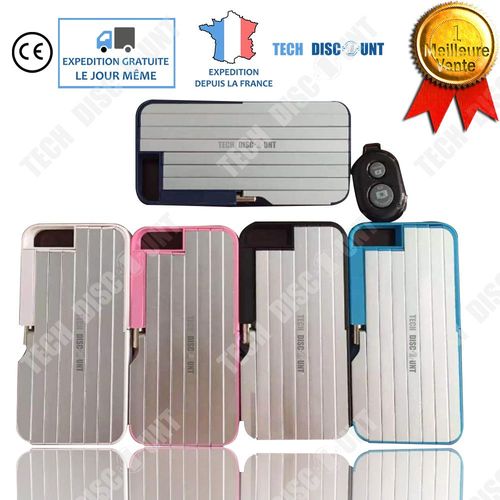 Etui Téléphones Bâton Selfie Perche Stick Coque Iphone Photos Caméra Extensible Support Portable Bluetooth Résistant Rigide Rose