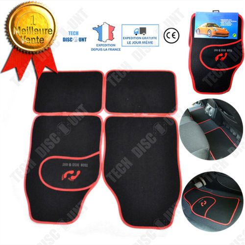 Tapis De Voitures Enfant Universel 208 Peugeot Fiat 500 Toyota Rouge En 4 Pièces Pvc Auto Moquette Antidérapant De Sol Solide