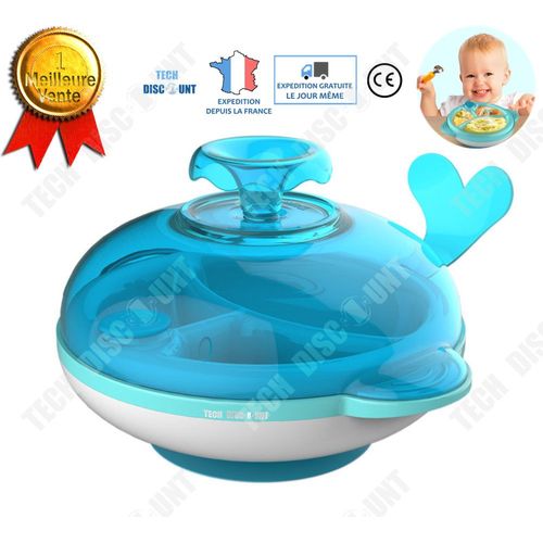 Assiette Chauffante Bebe Antidérapante Eau Chaude Silicone 6 Mois Et Plus Enfant Apprentissage Alimentation Bol Compartiments