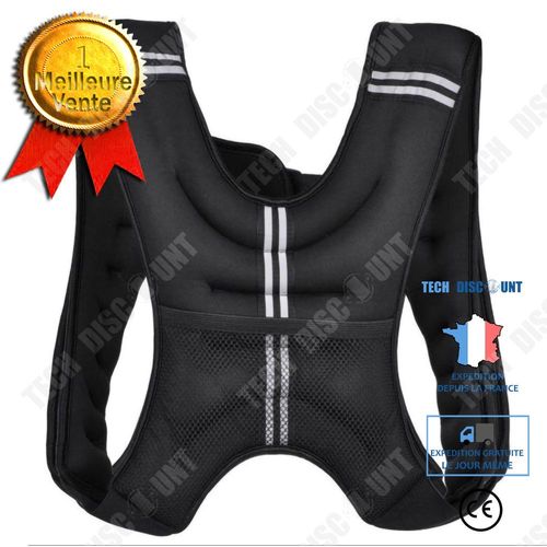 Gilet Lesté 10 Kg De Musculation Ajustable Noir