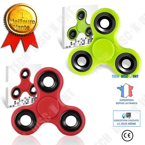 Lot 2 Fidget Hand Spinner/ Jouet Triangle Adultes Enfants/ Jouet de Doigts/ Décompression- Anti stress/ VERT- ROUGE