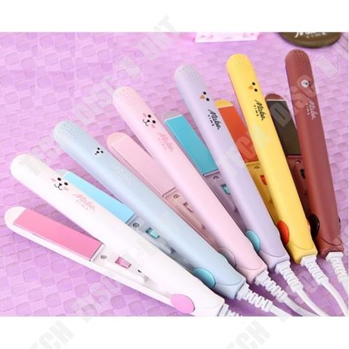 Mini Fer À Lisser Portable Lisseur Cheveux Vapeur Électrique Led Température Contrôle Cadeaux Luxe Pour Fille Blanc