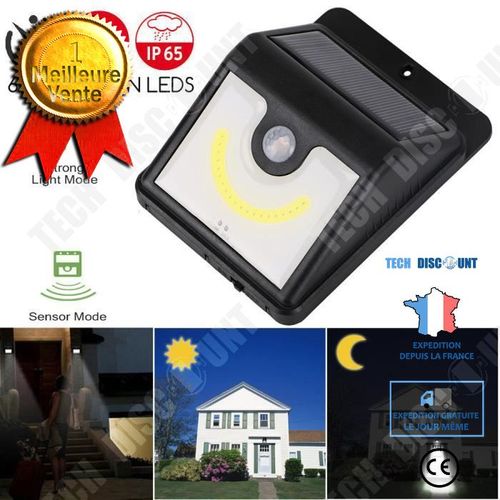 Détecteur de mouvement lumière solaire ou piles rechargeable IP64 étanche sécurité du domicile noir interrupteur jardin porte