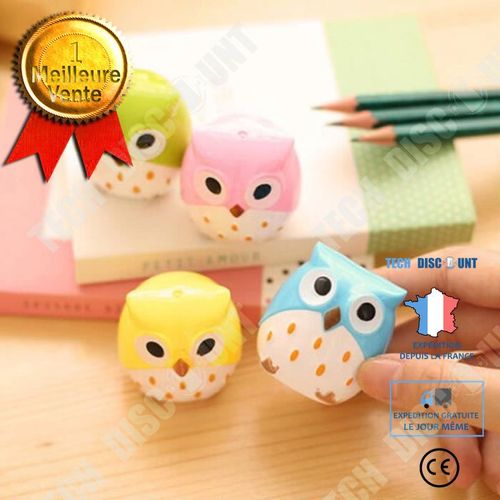 Taille Crayon Coloré En Forme De Hibou / Couleur Aléatoire/ Avec Couvercle/ Plastique Résistant/ Cadeau Idéal Enfants