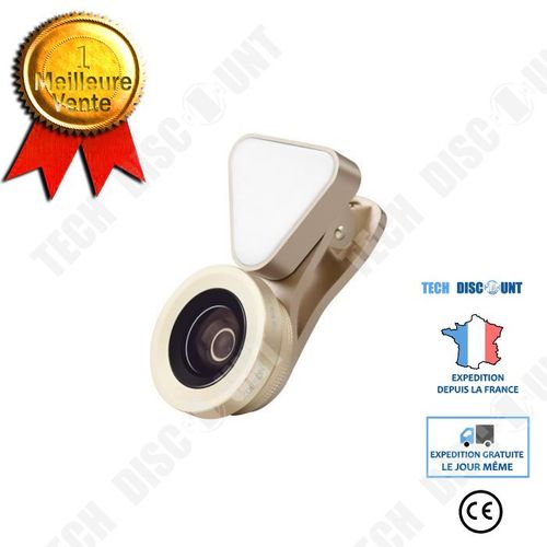 Objectif fixable zoom lumière LED Macro Lens Plus Grand angle grand angle clip téléphone portable objectif zoom grand angle dorée