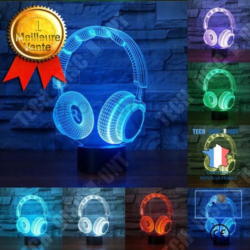 Lampe Led 3d En Forme De Casque De Dj/Veilleuse Lumière Studio Musique Couleurs Écouteur Led Table Lampe Garçon Chambre Décor