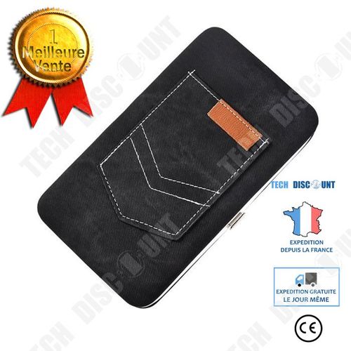 Portefeuille long en cuir pour femmes multifonctionnel plusieurs compartiments billets cartes photos 6 poches conception cuir