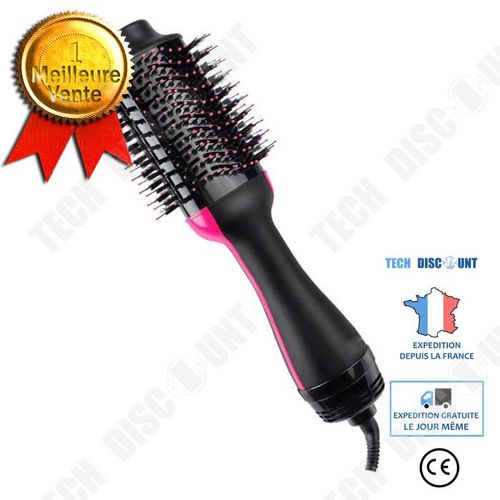 Sèche cheveux et volumateur bigoudi noir Soufflant, Brosse 4-en-1 Lisse Boucle Style Cheveu Ionique- Électrique Multifonctionnel