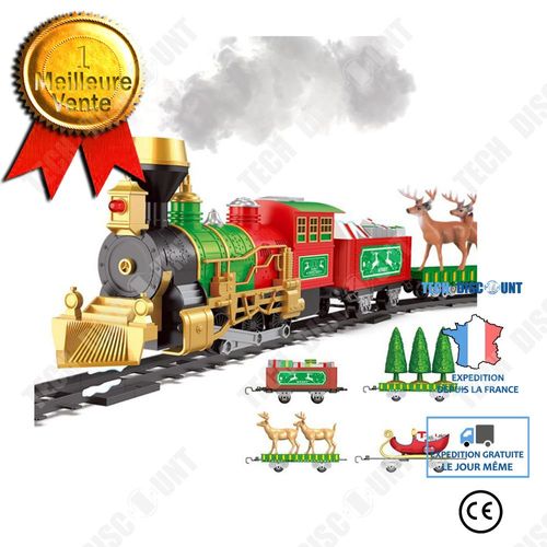 Train De Noël Cheminée Fumer Jouet Électrique Voiture Sur Rail Électrique Bricolage Épissage Piste Enfants Cadeaux De Noël