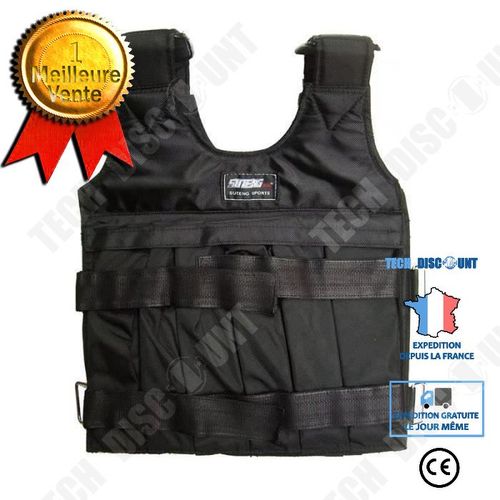 10kg De Chargement Gilet D'exercice Boxe Entraînement Poids Veste Lestée Réglable (Creux Sans Plaque En Acier) L0047