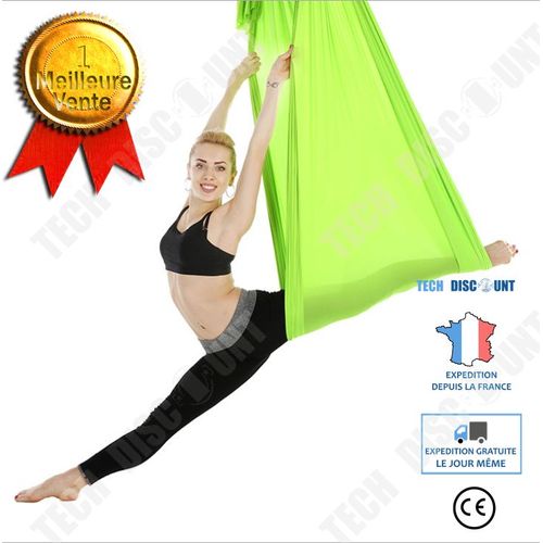Aiz Hamac De Yoga Accessoire D'entraînement De Fitness De Swing De Hamac De Yoga Aérien Élastique Durable De 2,8 M, Vert