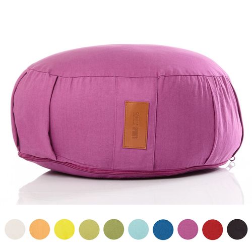 Gorilla Sports® Coussin De Méditation - Hauteur D'assise 18 Cm - Coussin De Yoga Avec Rembourrage En Balles D'épeautre - Housse En Coton Lavable - 10 Coloris (100% Coton) - Couleur : Violet