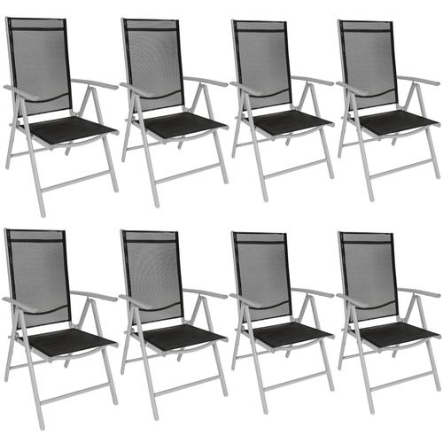 Lot De 8 Chaises De Jardin Pliantes - Noir/Gris