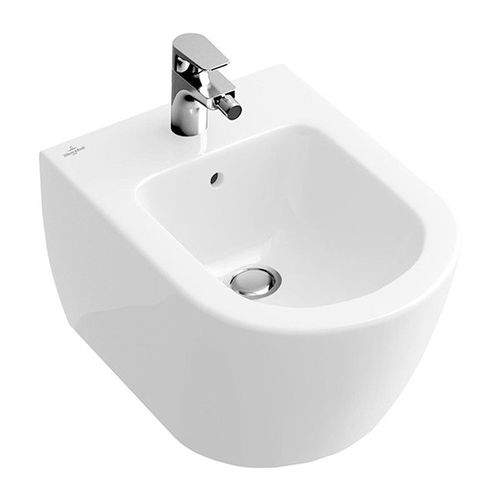 Bidets suspendus, 370 x 565 mm, pour robinetterie monotrou , troude robinetterie percé,avec trop-plein, modèle suspendu, En porcelaine sanitaire Blanc