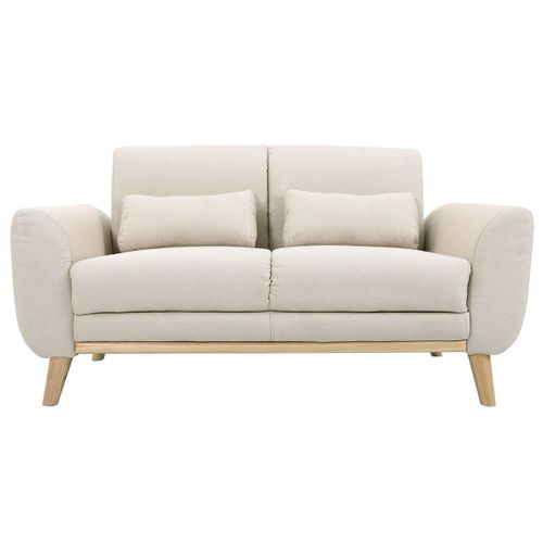 Canapé Scandinave 2 Places Tissu Naturel Et Bois Clair Ektor