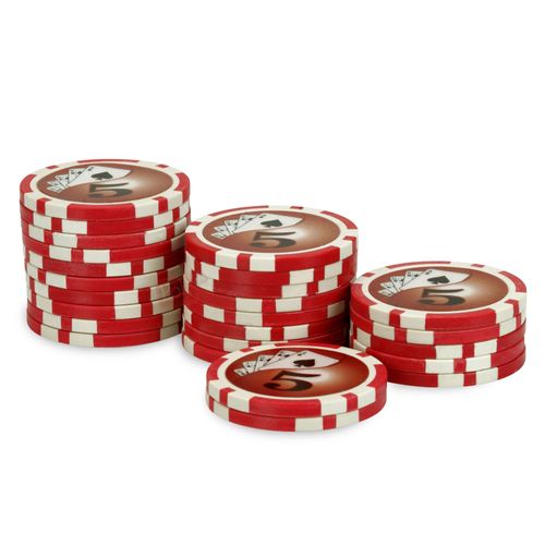 Rouleau 25 Jetons Royal Flush 5 Rouge