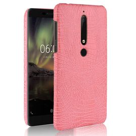 Classique Élégant Étui Pour Nokia 6.1 Housse De Protection Mode Classique D'alligator Compatibilité Anti Éraflure - Couleur Rose