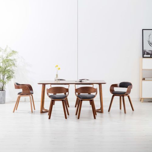 Vidaxl Chaises De Salle À Manger 6 Pcs Gris Foncé Tissu Et Bois Courbé