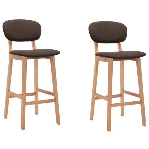 Vidaxl Tabourets De Bar 2 Pcs Marron Tissu