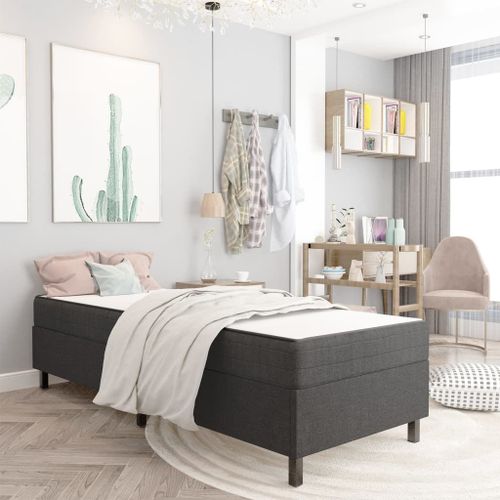 Vidaxl Sommier À Lattes De Lit Gris Foncé Tissu 100x200 Cm