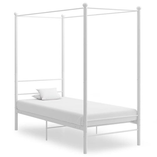 Vidaxl Cadre De Lit À Baldaquin Sans Matelas Blanc Métal 90x200 Cm