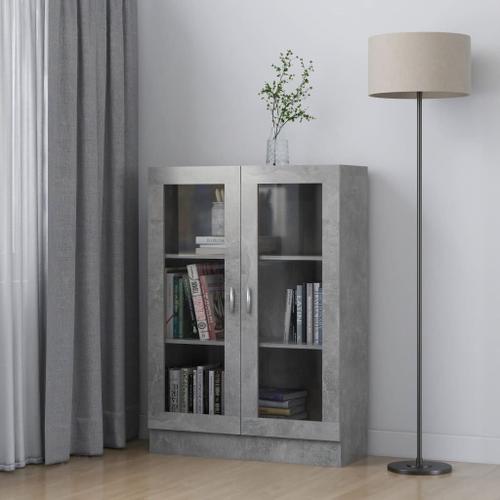 Vidaxl Armoire À Vitrine Gris Béton 82,5x30,5x115 Cm Bois D'ingénierie