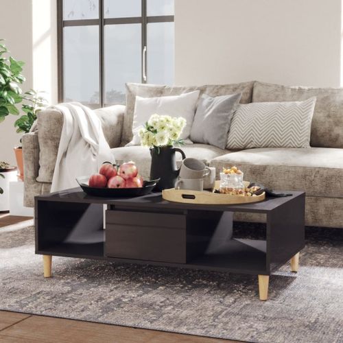 Vidaxl Table Basse Gris Brillant 103,5x60x35 Cm Bois D'ingénierie