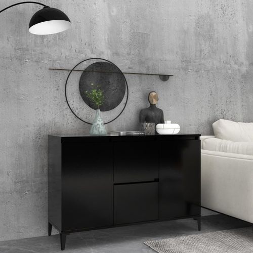 Vidaxl Buffet Noir 104x35x70 Cm Bois D'ingénierie