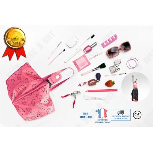 Sac à main femme mode luxe rose parapluie triple poignée en plastique noir tige en aluminium élégant jeune fille classe rangement