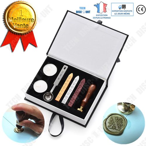 Boite De Sceau 6 Cachet De Cire Medieval Tampon Coffret Set Ensemble Encreur Cirage Kit Vintage Invitation Peinture Bureau Pro