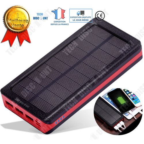 Batterie Externe Solaire Haute Capacité 4 Port Usb Power Bank Étanche 24000mah Puissance Mobile Charge Rapide Telephone Voyage