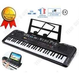 Piano Électrique 61 Touches avec Microphone Support Tabouret et Écran LCD  84,5x32,5x10CM pour Enfants Débutants Adultes