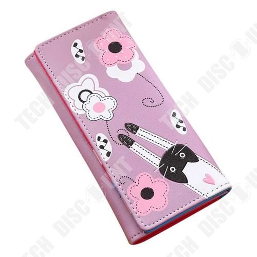 Femmes Fleur Lapin Pièces Compagnon Long Portefeuille Porte-cartes Sac à main Couleur Violine Motifs Lapin et Fleurs Modèles