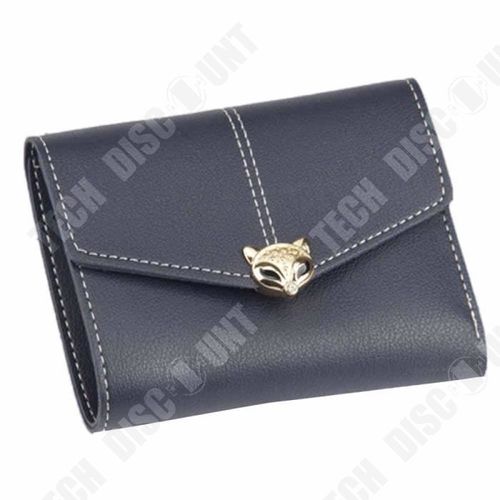 Portefeuille Femmes Mode Porte-cartes en cuir ID Bourse Portefeuille Sac à main Bouton à Pression en Forme de Tête de Renard