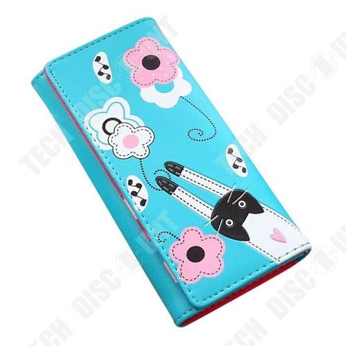 Portefeuille Femmes Motifs fleurs Patron Porte-Monnaie Long Porte-cartes Sac à main  Bleu Formes Épurées Motifs Fleurs Lapins