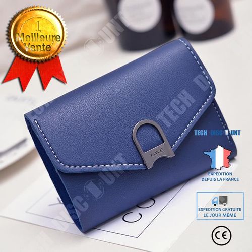 Portefeuille Femmes/ Porte Monnaie/Sac à Main de Qualité Pochette Sac à Main Mode  Couleur Bleu Cuir Compact
