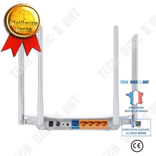 Routeur wifi 4 ports commutatif transfert données rapide adaptation secteur double antennes LAN rapidité internet et ethernet