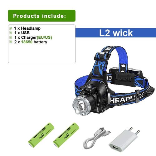 H - L2-Chargeur-18650 - Le Noir - Lampe Frontale À Induction Led H5 2021, Rechargeable Par Usb, 18h, Xhp90.2, 18650
