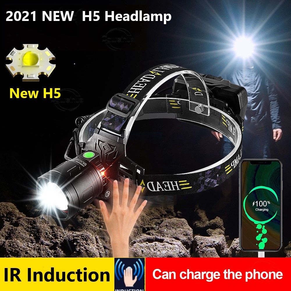 H - L2-Chargeur-18650 - Le Noir - Lampe Frontale  Induction... - 2