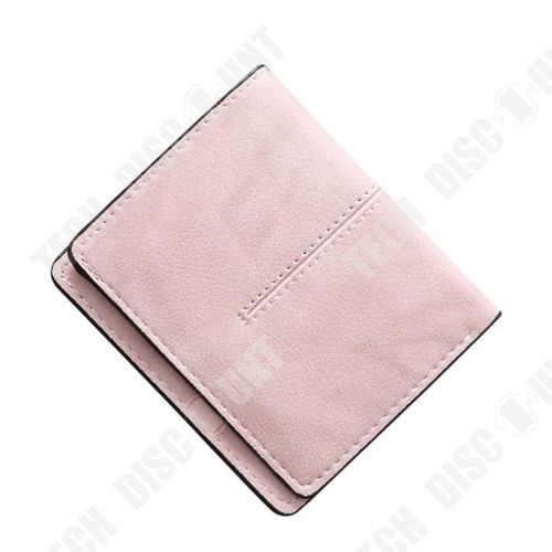 Portefeuille en cuir PU Rose Femmes Rétro Court Porte-Cartes Sac À Main Coutures de même couler Discrets et Raffinés Chic