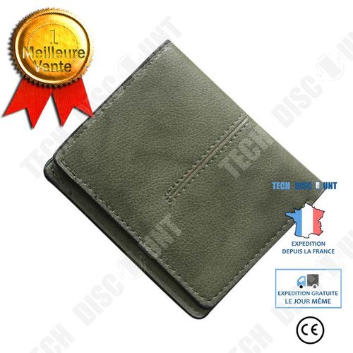 Porte-Monnaie en Cuir PU de Couleur Unie Vert(e) pour Femmes Rétro Portefeuille Court Porte-cartes/ Sac à main /Finitions Nettes